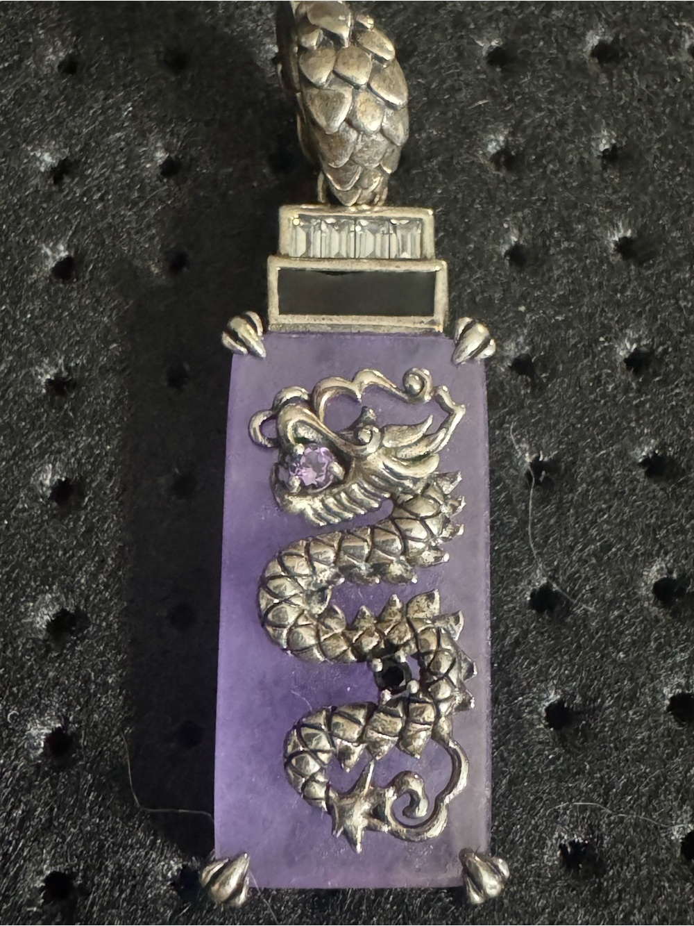 Purple Dragon Pendant Necklace - Silver Tone Accent